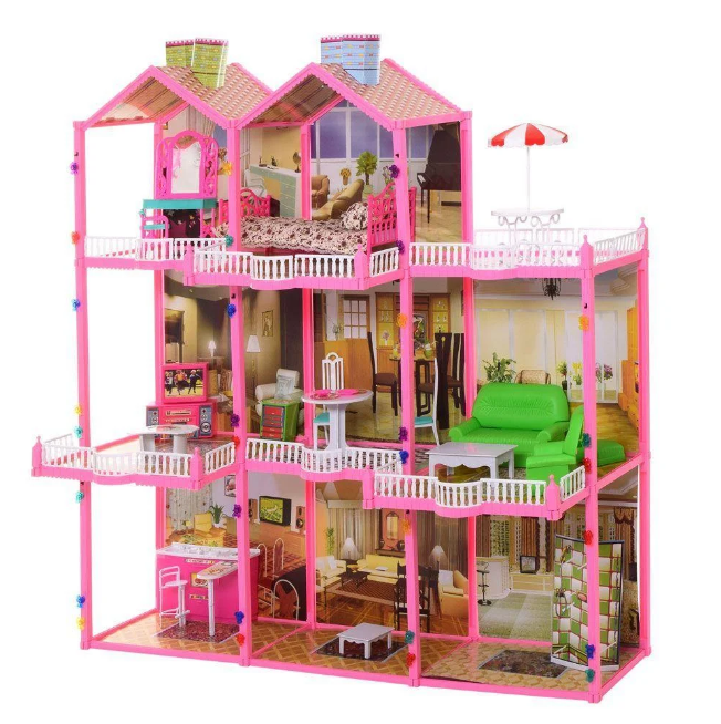 Кукольный дом трёхэтажный с мебелью, 245 предметов, свет, звук, арт.6992, фото 1