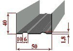 Профиль направляющий (ПН) UW50, 50*40*0,5мм., L=3м (цена за 1 шт. )