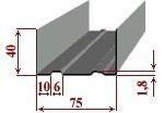 Профиль направляющий (ПН) UW75, 75*40*0,5мм., L=3м (цена за 1 шт. )