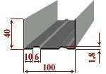 Профиль направляющий (ПН) UW100,100*40*0,5мм.,L=3м  (цена за 1 шт. )