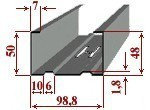 Профиль стоечный (ПС) СW100, 100*50*0,5мм., L=3м (цена за 1 шт. )