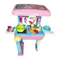 Кухня детская "Счастливый повар" в чемоданчике, игровой набор, свет, звук арт.678-206A дж