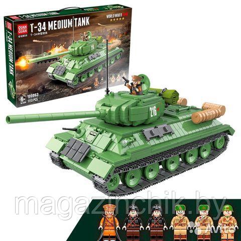 Конструктор Советский средний танк Т-34, 100063, 1113 дет., аналог LEGO (Лего) - фото 1 - id-p139970127