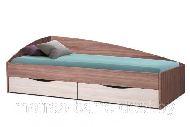 Односпальная кровать Фея-3 с ящиками ясень шимо темный/ясень шимо светлый