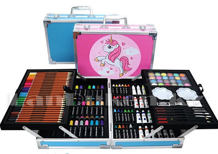 Набор для рисования в чемоданчике, 145 предметов Розовый, фото 2