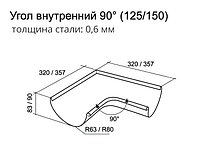 Угол желоба внутренний 90° 150 мм RAL 7024 мокрый асфальт