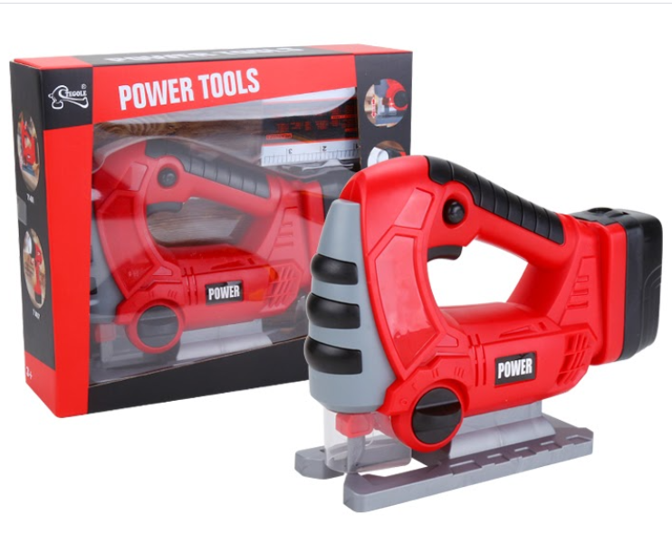 Лобзик игрушечный POWER TOOLS + линейка, работает от батареек,  арт.T1406