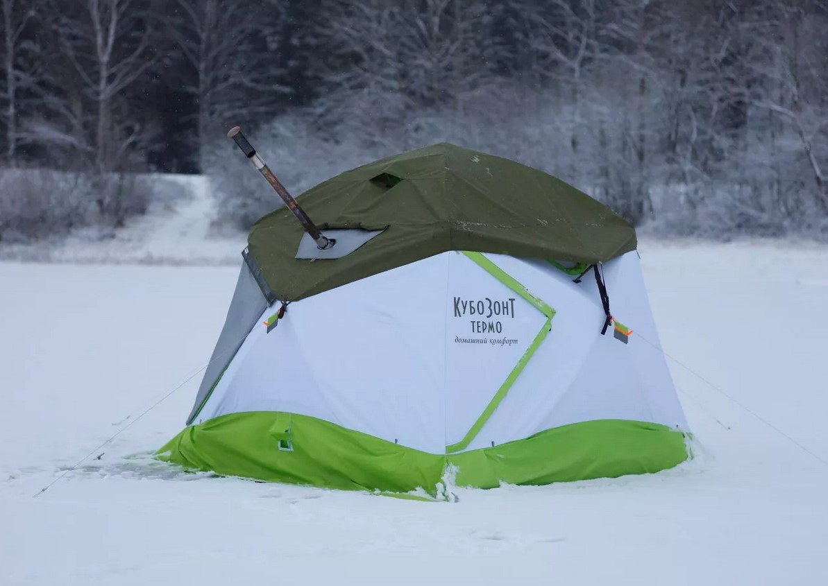 Утепленная зимняя палатка Лотос КубоЗонт 4 Компакт Термо (Салатовый) - фото 2 - id-p140084145
