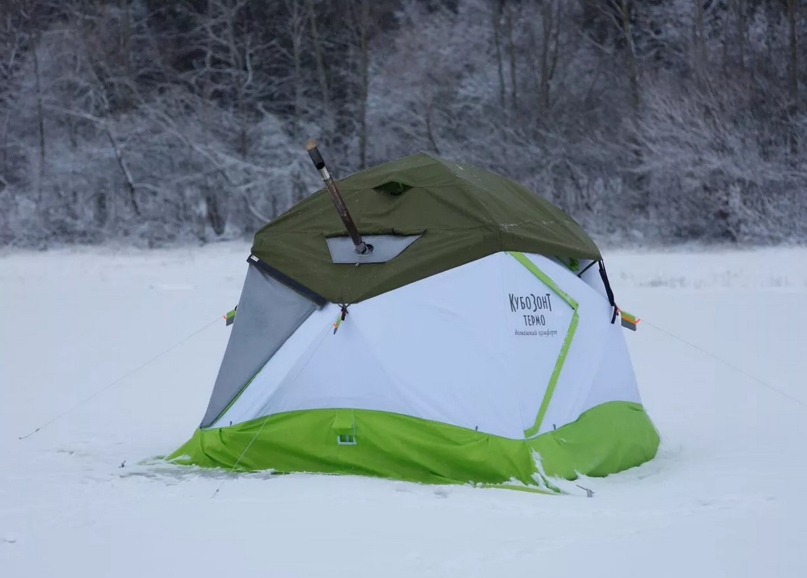 Утепленная зимняя палатка Лотос КубоЗонт 4 Компакт Термо (Салатовый) - фото 3 - id-p140084145