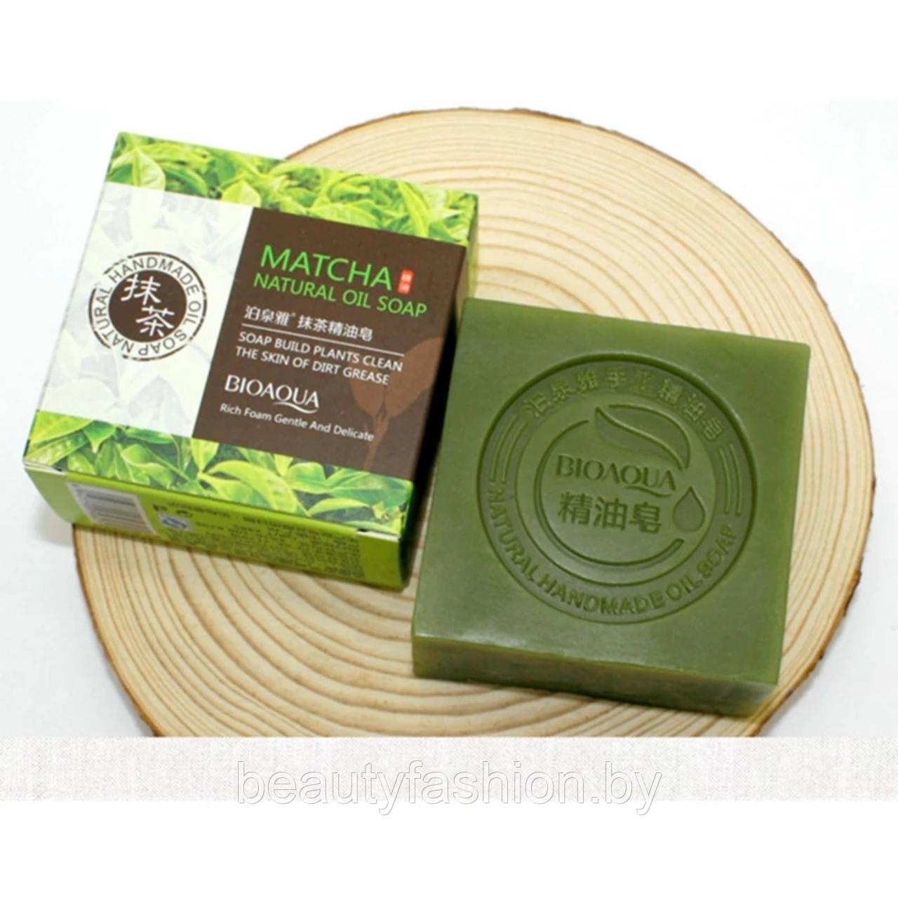 Натуральное мыло ручной работы с экстрактом чайного листа матча Matcha Natural Oil Soap, 100 гр. Bioaqua - фото 2 - id-p140096107