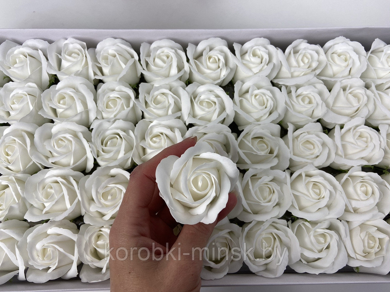Декоративный цветок-мыло "роза" белый  5,5*4 50шт