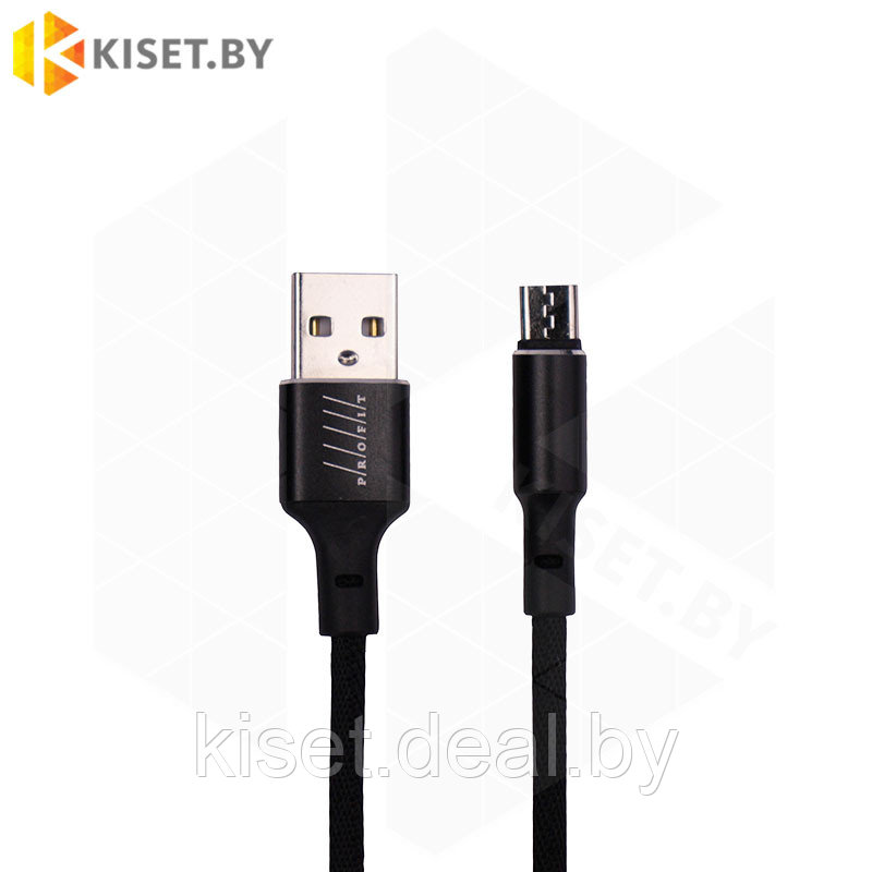 Кабель Profit QY-16 USB-microUSB 1m 2.4A черный - фото 1 - id-p140109879