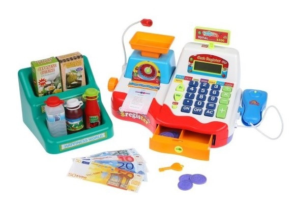 Детская касса Мой магазин 7256 Joy Toy с калькулятором, сканером, чеком, продуктами, со светом и звуком д - фото 3 - id-p140110691
