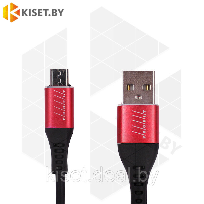 Кабель Profit QY-17 USB-microUSB 1m 2.4A красный - фото 1 - id-p140109886
