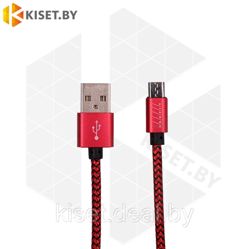 Кабель Profit QY-01 USB-microUSB 1m 2.4A красный - фото 1 - id-p140109887