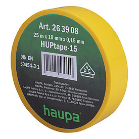 263908 Изолента ПВХ, 19 мм x 25 м, цвет желтый (Haupa)