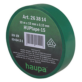 263814 Изолента ПВХ, цвет зеленый, шир. 15мм, длина 10 м, d 60 мм (Haupa)
