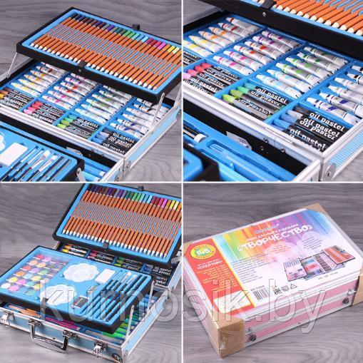 Художественный набор для рисования "Набор художника" в металлическом чемодане 145 предметов голубой единорог - фото 7 - id-p140152943