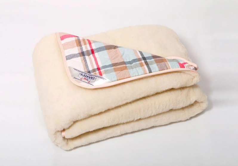 Одеяло (плед) из овечьей шерсти одностороннее 110 × 140