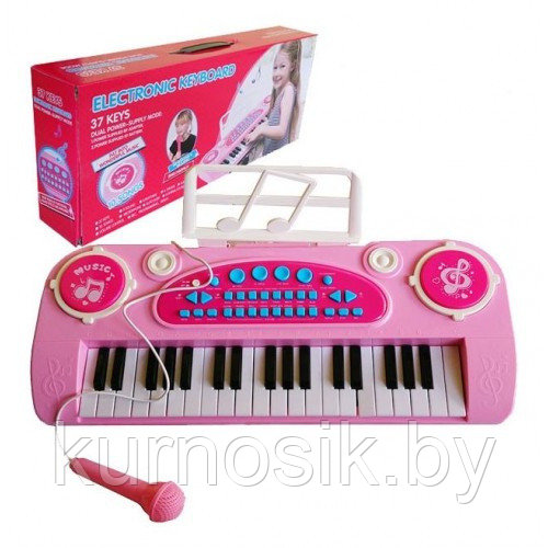 Детский синтезатор пианино с микрофоном, (37 клавиш) (арт.328-03B)