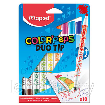 Фломастеры двухсторонние "Duo TIP Color Peps" 10 шт, Maped. ЦЕНА БЕЗ НДС