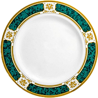 Тарелка белая 190мм Зеленый мрамор с золотом. Без подставки