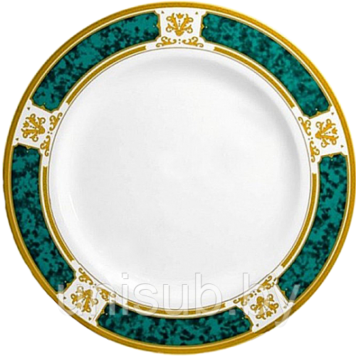 Тарелка белая 190мм Зеленый мрамор с золотом. Без подставки - фото 1 - id-p137147189