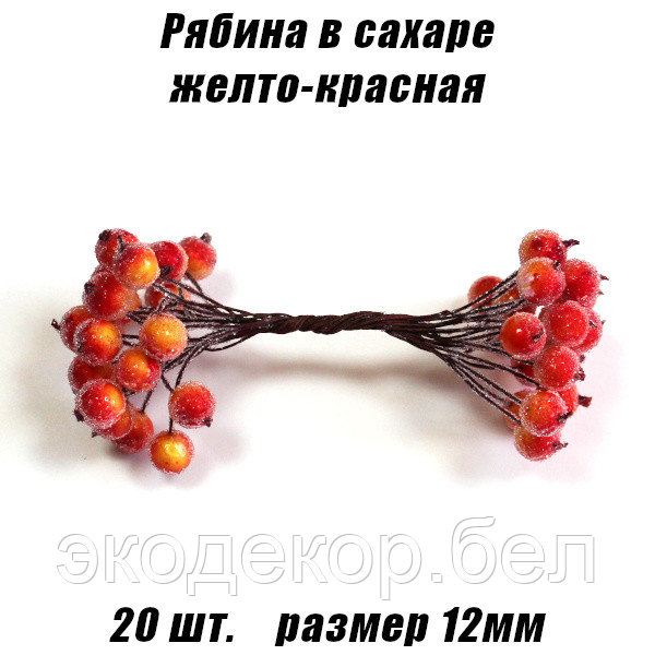 Рябина в сахаре 12мм. Желто-красная
