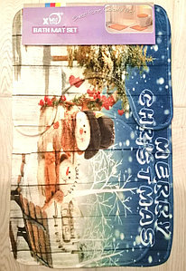 Набор ковриков для ванны и туалета 3 шт Bath Mat Set Merry Christmas Снеговик