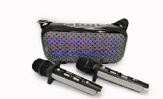 Беспроводная колонка с двумя караоке микрофонами PWK со светомузыкой YS-33, фото 3