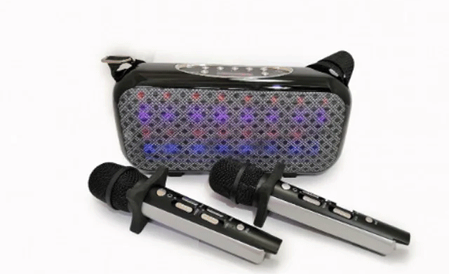 Беспроводная колонка с двумя караоке микрофонами PWK со светомузыкой YS-33 - фото 3 - id-p140180664