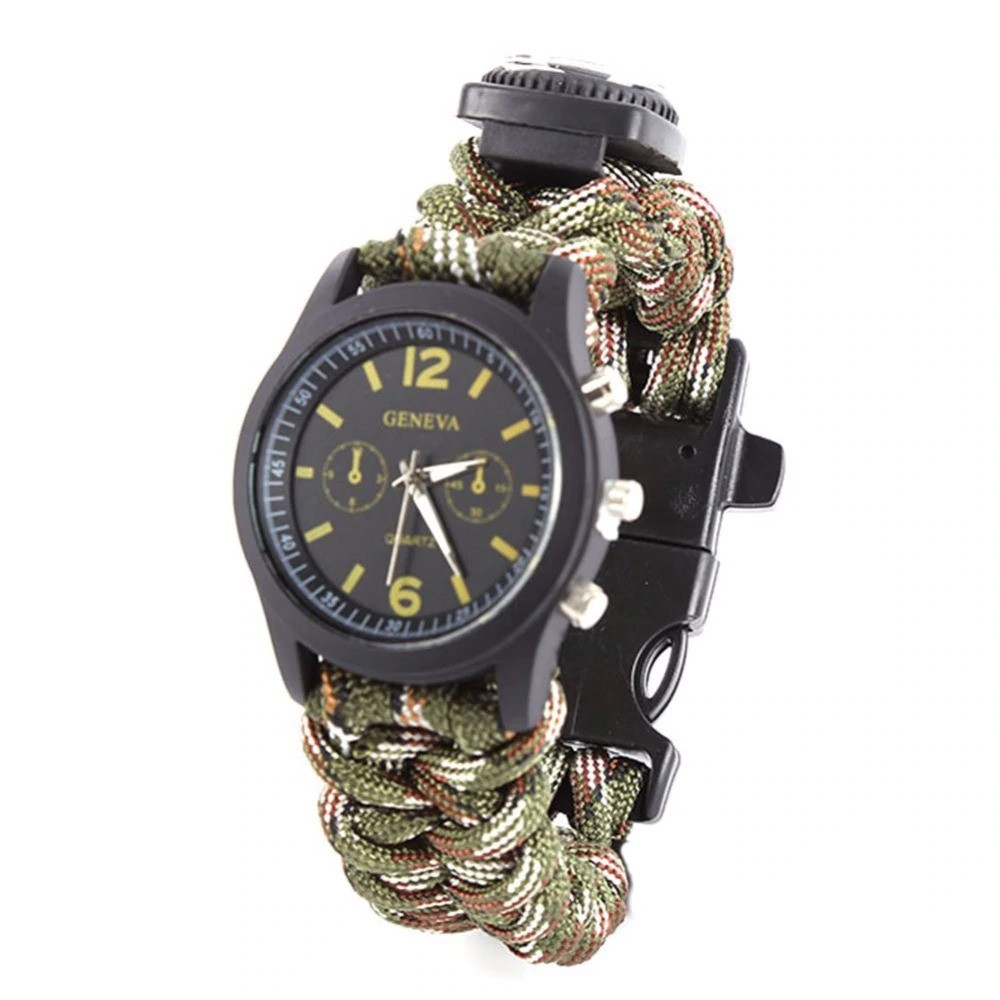 Тактические часы с браслетом из паракорда XINHAO  05, QUARTZ коричневый циферблат, песочный браслет, хронограф