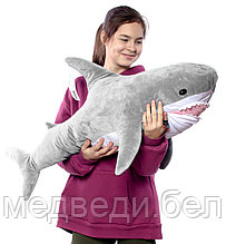 Мягкая игрушка Акула 100 см Нежно-серая