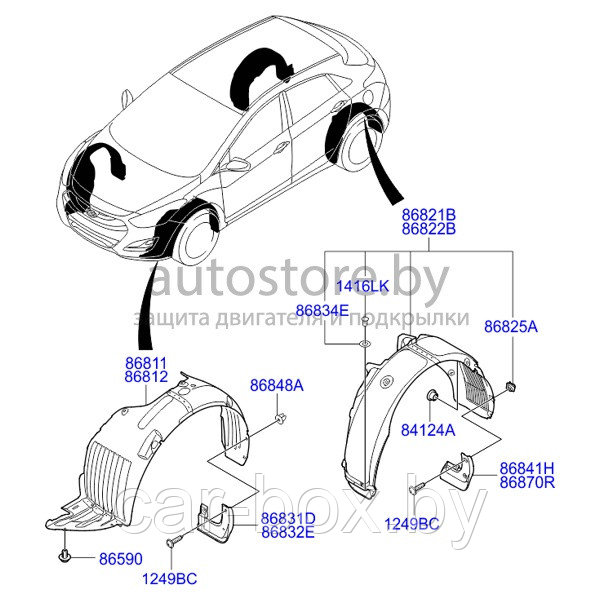 Подкрылок KIA CEE’D (5 дверей) с 2012-… передний левый