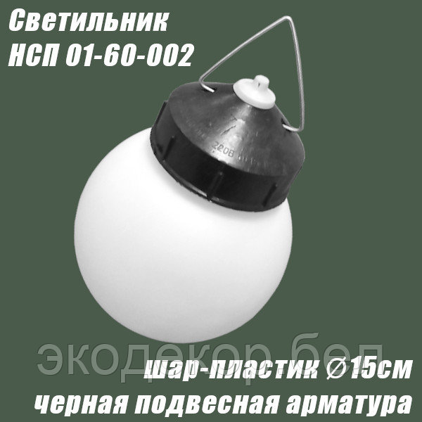 Светильник подвесной черный НСП 01-60-002 (шар пластик) - фото 1 - id-p113126877