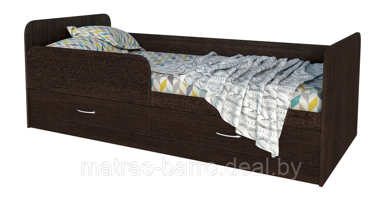 Кровать детская Анеси-5 с ящиками и бортиком безопасности (венге) - фото 1 - id-p140257836