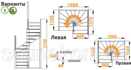 Лестница из сосны К-005м/2 - фото 3 - id-p140259377