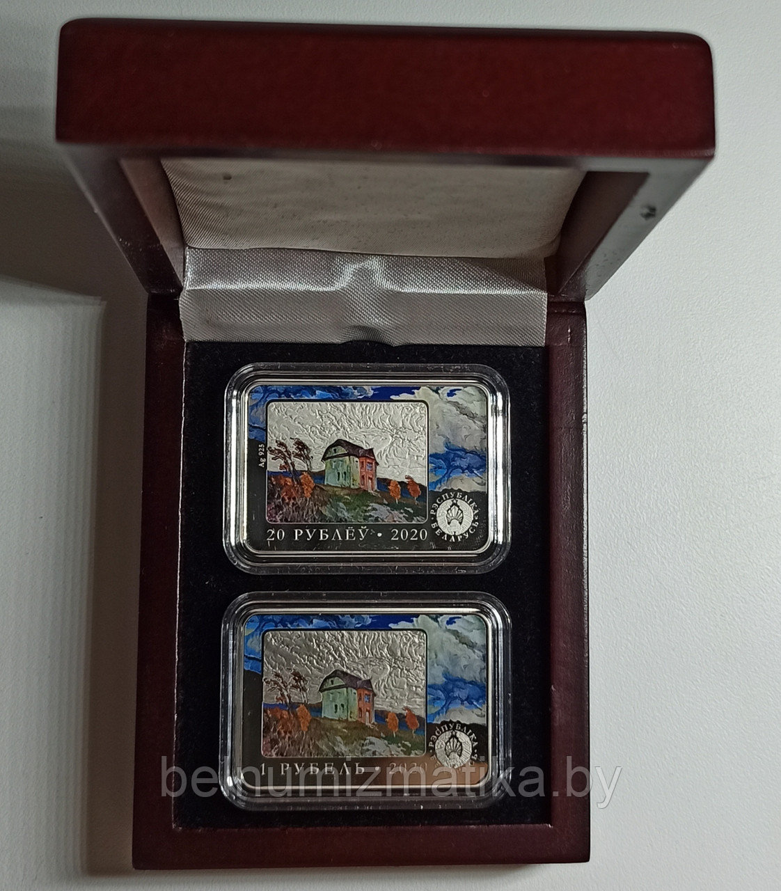 Футляр для двух монет 28.00 х 40.00 мм деревянный Черный ложемент - фото 1 - id-p140280320