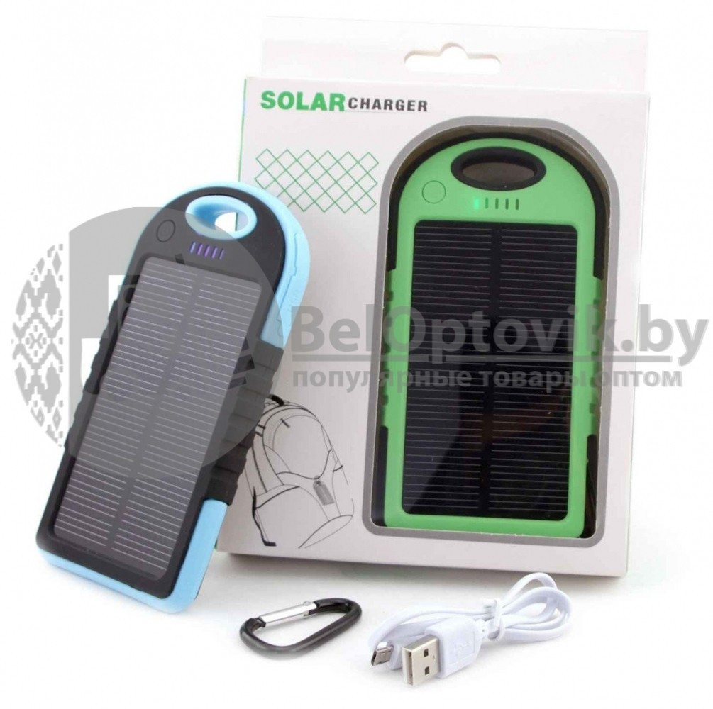 УЦЕНКА Внешний аккумулятор на солнечных батареях Solar Сharger 5000mAh Зеленый - фото 4 - id-p140292495
