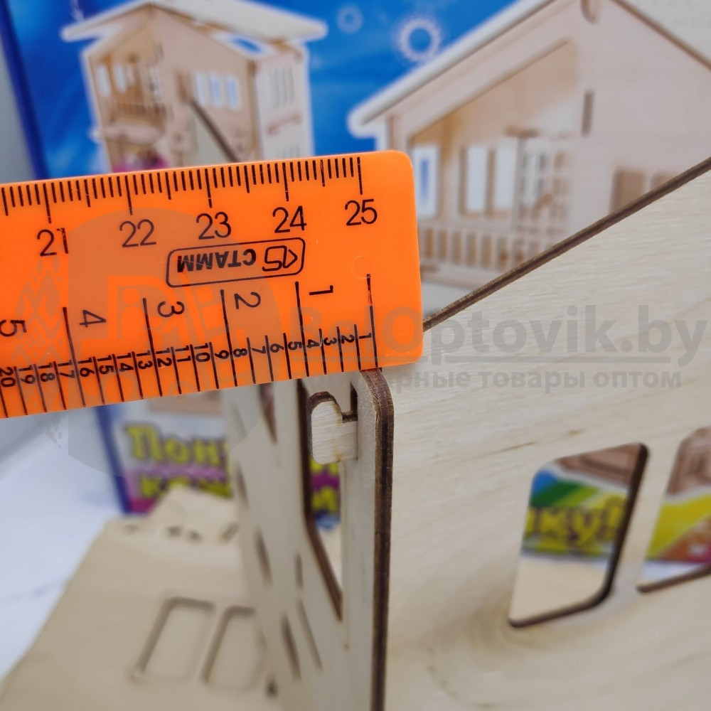 Конструктор деревянный Дом с гаражом сборка без клея Polly Н-11 (81 деталь) - фото 2 - id-p133809226