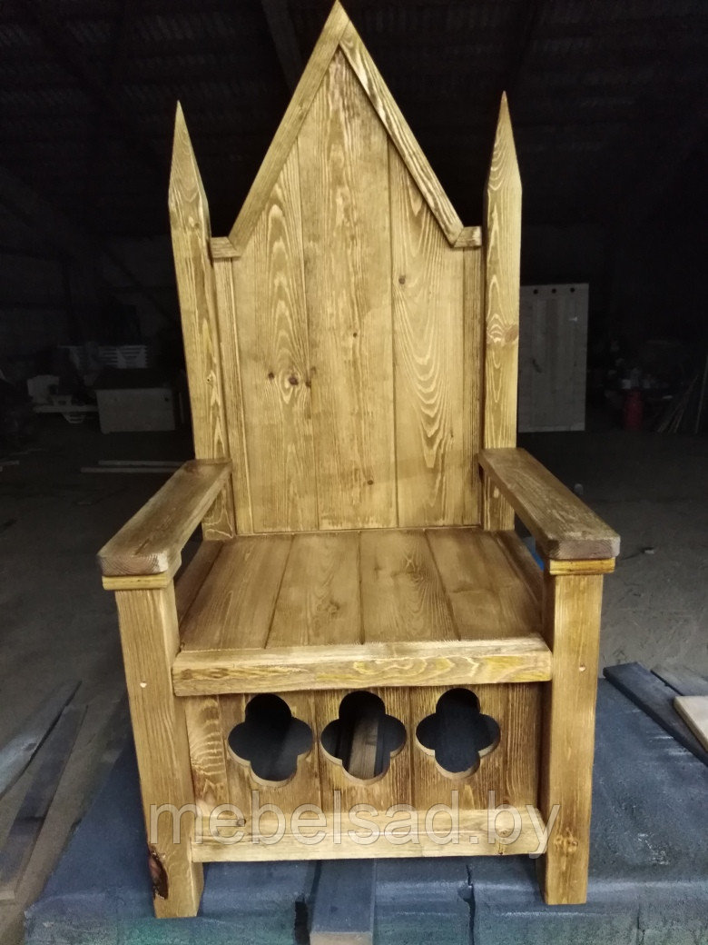 Кресло-трон садовое и банное рустикальное из дерева "Витовт" - фото 2 - id-p140300265