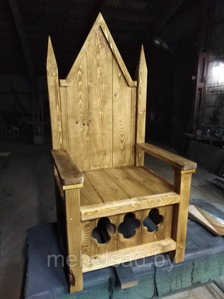 Кресло-трон садовое и банное рустикальное из дерева "Витовт" - фото 3 - id-p140300265