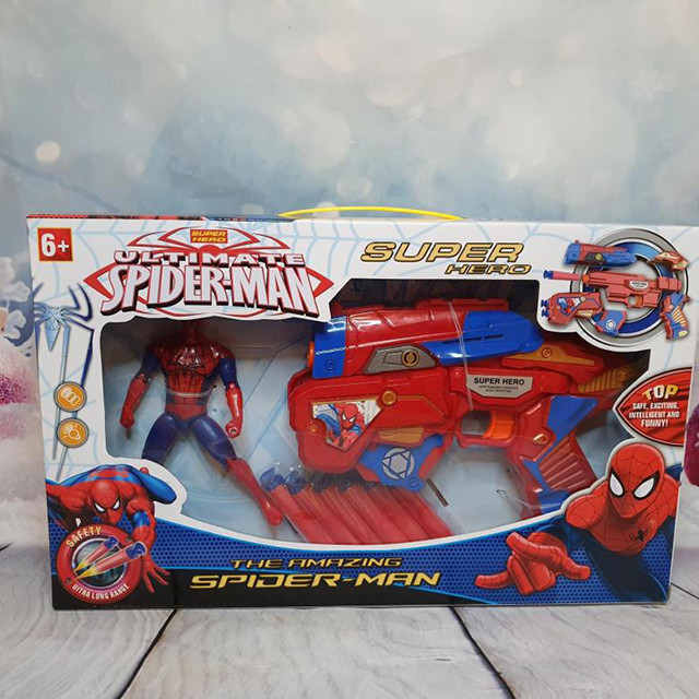 Бластер с мягкими пулями и фигуркой Spider-Man (свет) SB269 - фото 1 - id-p140324930