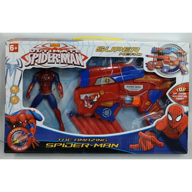 Бластер с мягкими пулями и фигуркой Spider-Man (свет) SB269 - фото 4 - id-p140324930