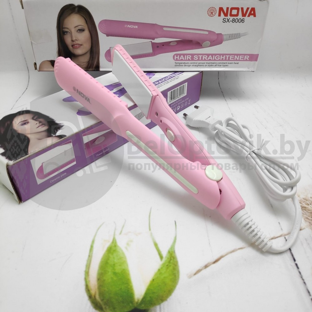 Керамический стайлер Плойка - утюжок 3,0 см шир. для укладки волос NOVA SX-8006 Фиолетовый - фото 2 - id-p140349660