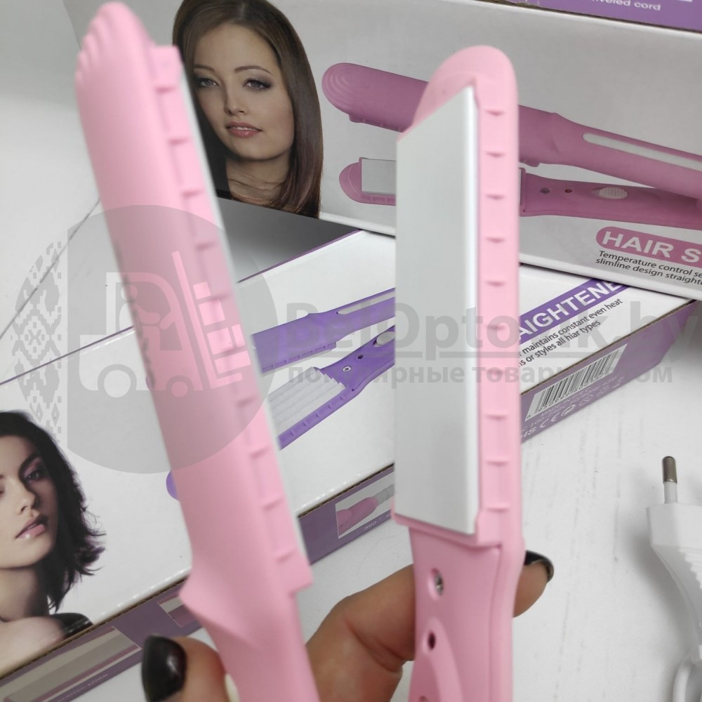 Керамический стайлер Плойка - утюжок 3,0 см шир. для укладки волос NOVA SX-8006 Розовый - фото 3 - id-p140349661