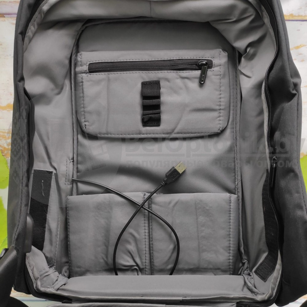 Рюкзак АНТИВОР XL ОРИГИНАЛ Dasfour USB порт, отделение для ноутбука до 15 планшета 6 Серый - фото 10 - id-p140349670