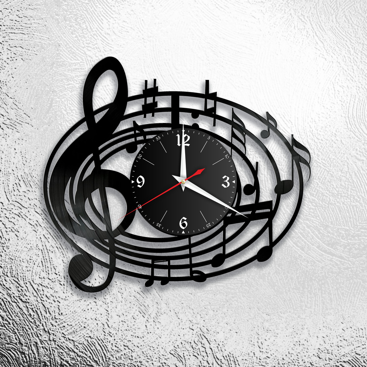 Часы из виниловой пластинки "Музыка" версия 15 (скрипичный ключ), фото 1