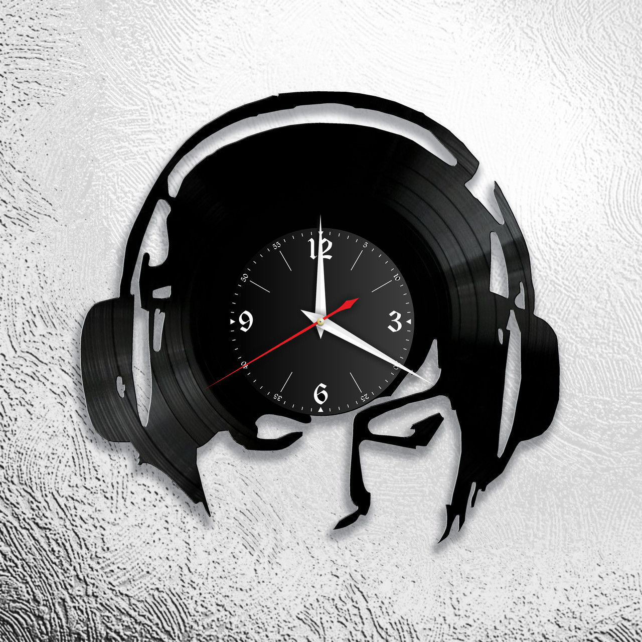 Часы из виниловой пластинки "Наушники" версия 1, фото 1