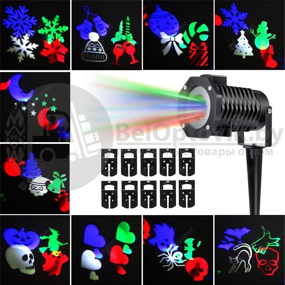 Уличный голографический лазерный проектор Christmas led projector light с эффектом цветомузыки, 10 слайдов - фото 2 - id-p140361342